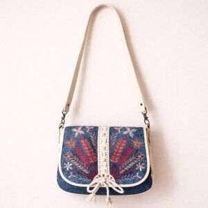 Montana West Embroidered Floral Denim Hobo Bag